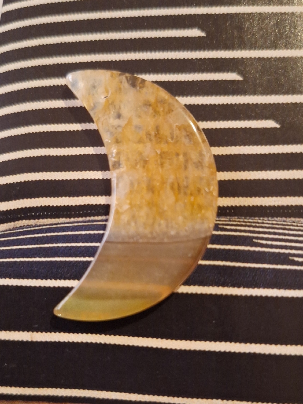 Crescent Moon Stone Accent - Yellow Brown Marbled